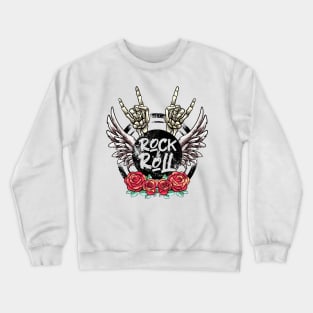 Lets Rock Rock&Roll Skeleton Hand Retro Vintage Rock Concert Crewneck Sweatshirt